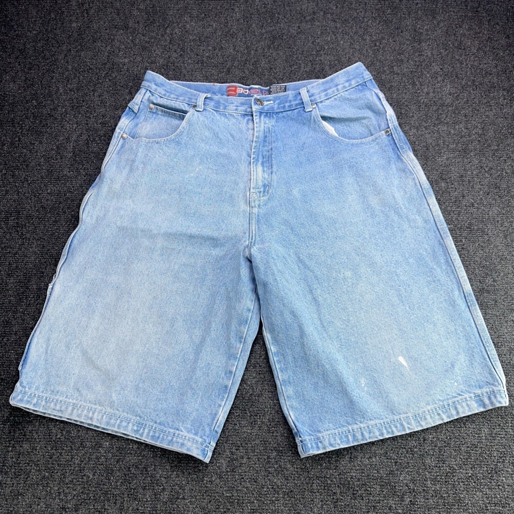 30 Below Mens Vintage 90s Baggy Carpenter Denim Shorts Light Wash Blue Size 36